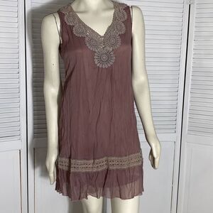 Vintage Y2K Double Layered Chiffon Crochet Knit Dress Medium